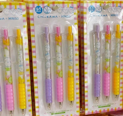 ChiiKawa X Miniso Fruit Market Series | ChiiKawa Hachiware Usagi Cute Icon in Fruit Style Gel Pen Set - Kawaii Items Room Decoration