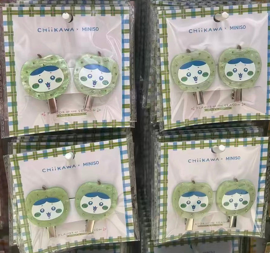 ChiiKawa X Miniso Fruit Market Series | ChiiKawa Hachiware Usagi in Fruit Cute Icon Hair Clip Pair - Kawaii Items Room Decoration
