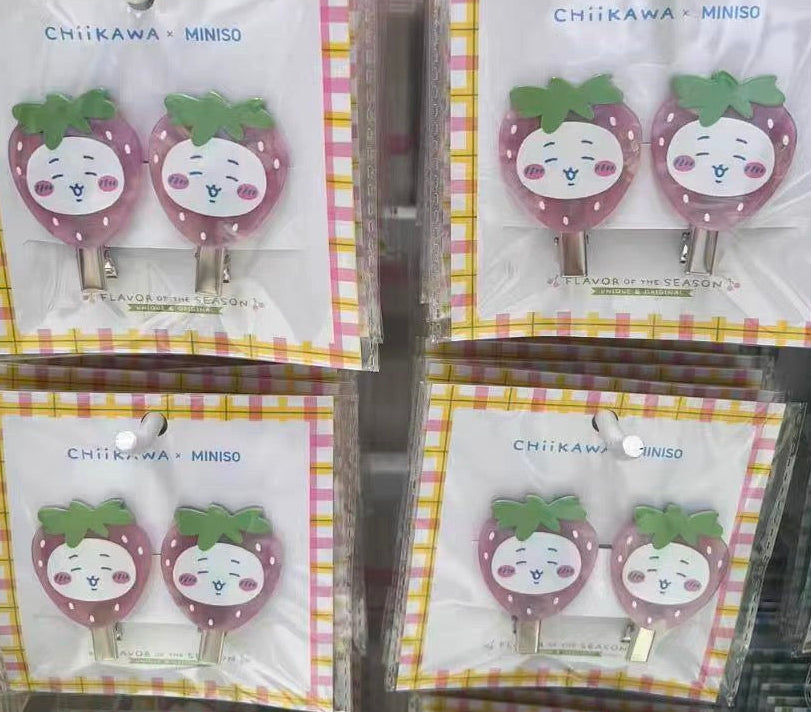 ChiiKawa X Miniso Fruit Market Series | ChiiKawa Hachiware Usagi in Fruit Cute Icon Hair Clip Pair - Kawaii Items Room Decoration
