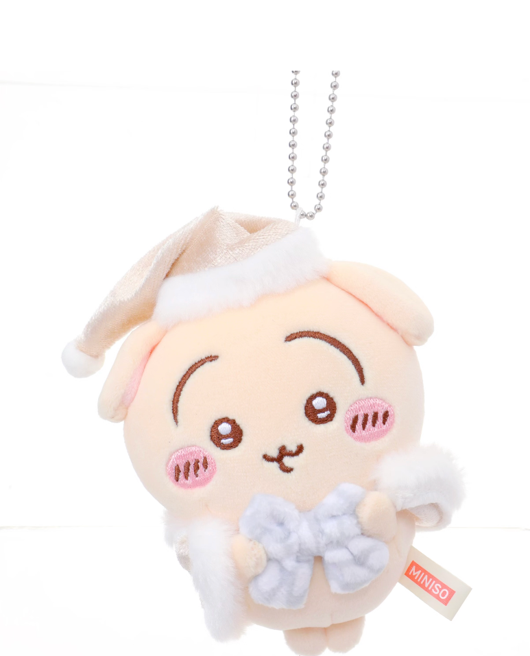 ChiiKawa X Miniso White Christmas Series | ChiiKawa Hachiware Usagi Momonga Holding Present in White Christmas Clothes Plush Doll Keychain - Kawaii Items Room Decoration doll