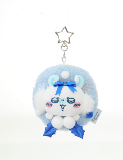 ChiiKawa X Miniso White Christmas Series | ChiiKawa Hachiware Usagi Momonga in Christmas Wreath Plush Doll Keychain - Kawaii Items Room Decoration doll