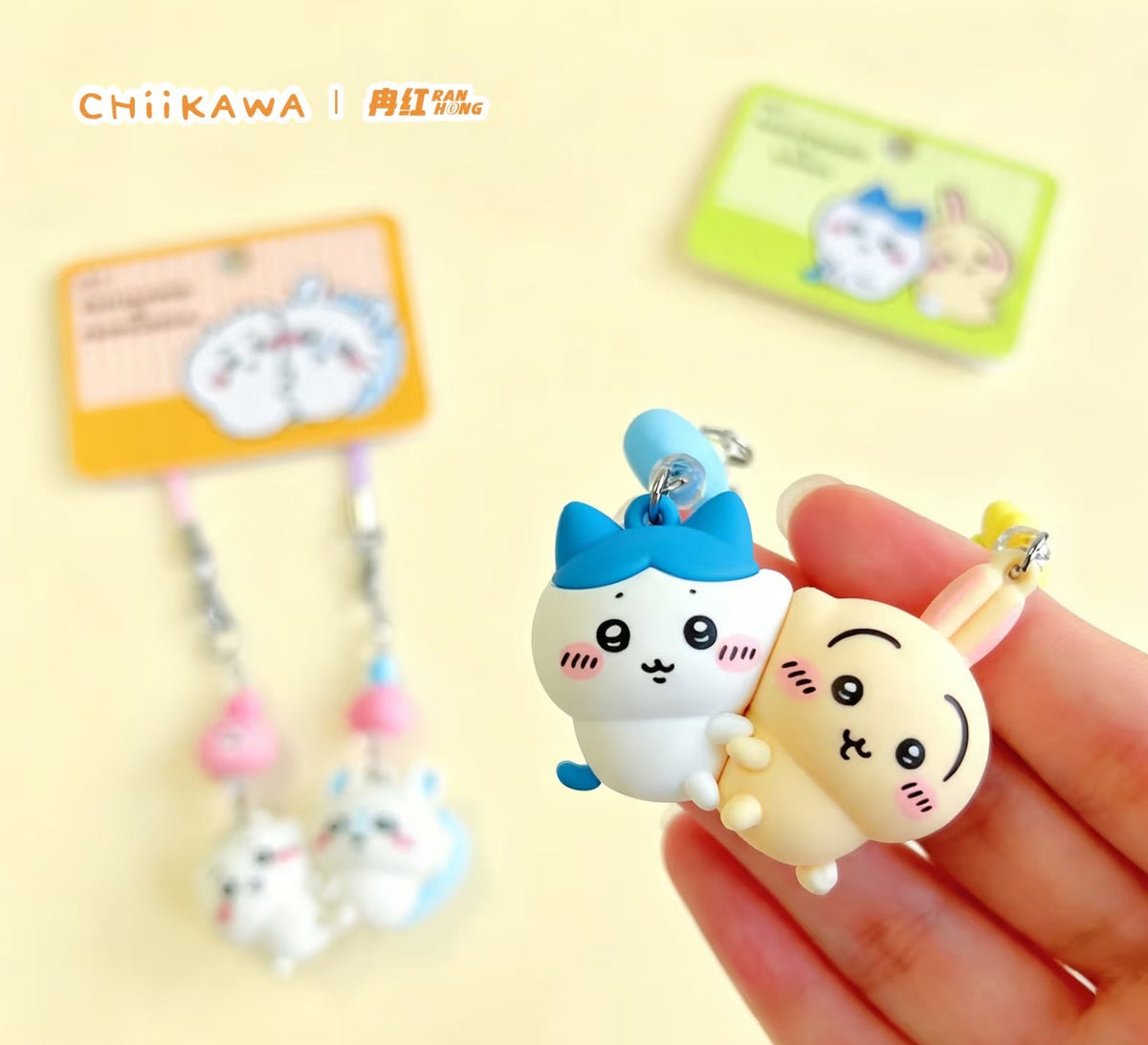 ちいかわ×MINISO×サンリオシリーズ｜ちいかわ ハチワレ うさぎ モモンガ サンリオキャラクター着ぐるみ座りぬいぐるみキーホルダー - かわいいアイテム ルームデコレーションドール