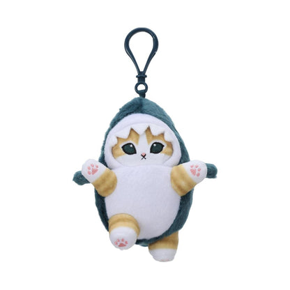 Miniso X Mofusand | Mofusand Cat in Shark Costume Raising Hand and Curling Up Cute Plush Doll Keychain - Kawaii items Room Decoration Doll