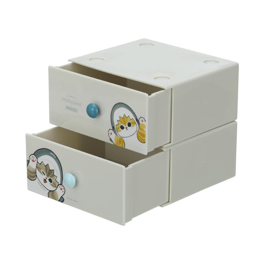 Miniso X Mofusand | Mofusand Cat in Shark Costume Cute Desk Drawer Storage Box - Kawaii items Room Decoration