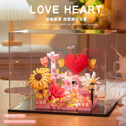 Mini Block Building Romantic Flower | Sea of Love - with LED Lights DIY Valentine Handmade Gift