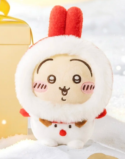 ChiiKawa X Miniso White Christmas Series | ChiiKawa Hachiware Usagi in Christmas Snowman Costume Plush Doll - Kawaii Items Room Decoration doll
