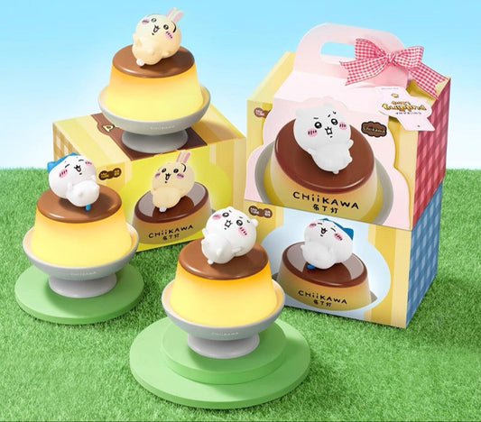 Japan Cartoon ChiiKawa Pudding Lamp | Chiikawa Hachiware Usagi Cute Plastic Mini Figure on Pudding Night Light - Kawaii items Room Decoration