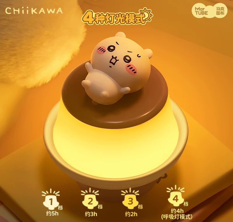 Japan Cartoon ChiiKawa Pudding Lamp | Chiikawa Hachiware Usagi Cute Plastic Mini Figure on Pudding Night Light - Kawaii items Room Decoration