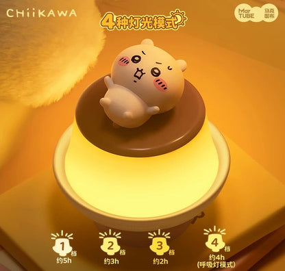 Japan Cartoon ChiiKawa Pudding Lamp | Chiikawa Hachiware Usagi Cute Plastic Mini Figure on Pudding Night Light - Kawaii items Room Decoration