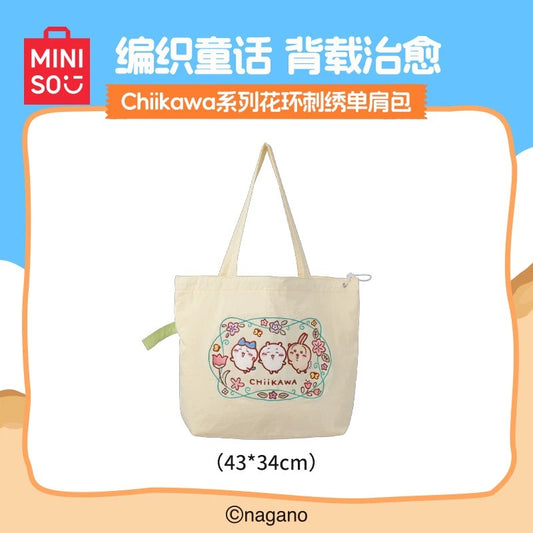 ChiiKawa X Miniso | ChiiKawa Hachiware Usagi Cute Embroidery Wreath Tote Bag - Kawaii Items Room Decoration