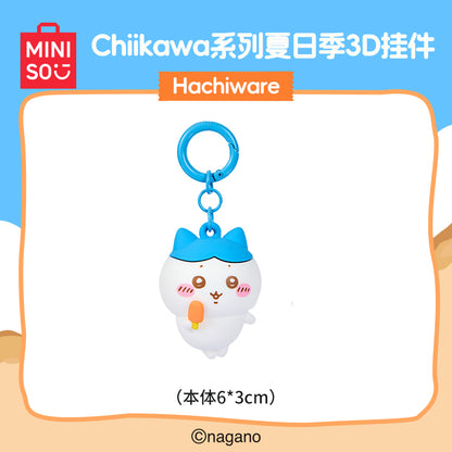ChiiKawa X Miniso Hot Summer Series | ChiiKawa Hachiware Usagi Eating Ice Pop Cute Plastic Doll Keychain - Kawaii Items Room Decoration Doll