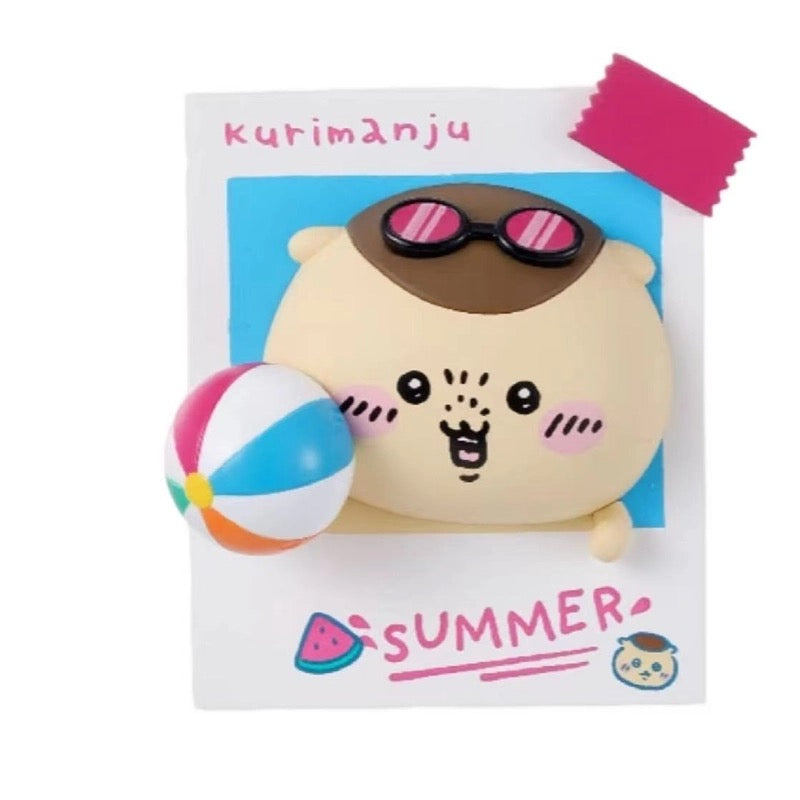 ChiiKawa X Miniso Hot Summer Series | ChiiKawa Hachiware Usagi Momonga Kurimanju Rakko Shisa Summer Time 3D Refrigerator Magnet - Kawaii Items Room Decoration