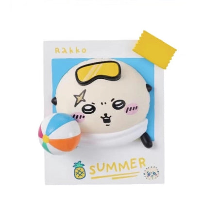 ChiiKawa X Miniso Hot Summer Series | ChiiKawa Hachiware Usagi Momonga Kurimanju Rakko Shisa Summer Time 3D Refrigerator Magnet - Kawaii Items Room Decoration