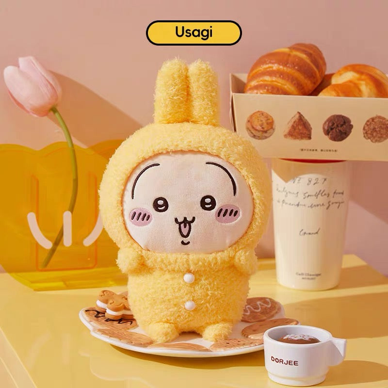 ChiiKawa X Miniso | ChiiKawa Hachiware Usagi Momonga Kurimanju Rakko Pajamas Sitting Plush Doll - Kawaii items Room Decoration doll