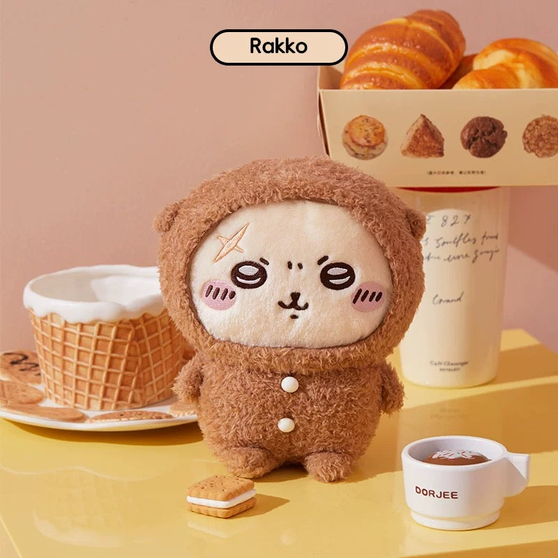 ChiiKawa X Miniso | ChiiKawa Hachiware Usagi Momonga Kurimanju Rakko Pajamas Sitting Plush Doll - Kawaii items Room Decoration doll