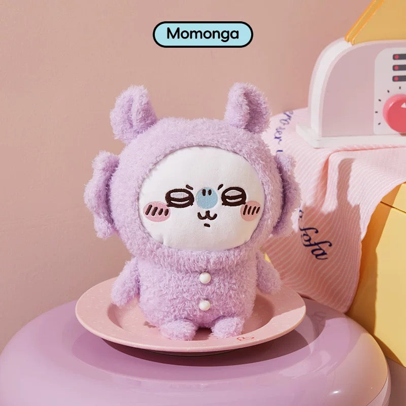 ChiiKawa X Miniso | ChiiKawa Hachiware Usagi Momonga Kurimanju Rakko Pajamas Sitting Plush Doll - Kawaii items Room Decoration doll