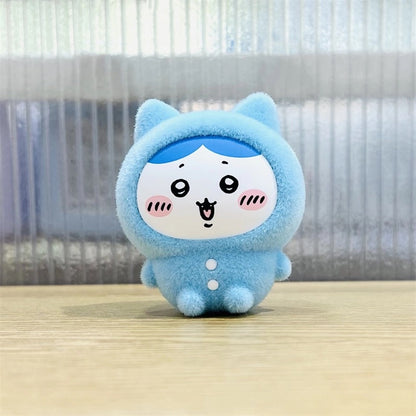 ChiiKawa X Miniso Pajama Party Series | ChiiKawa Hachiware Usagi Momonga Kurimanju Rakko Shisa Crab Wearing Pajama Sitting Cute Plastic Doll Mystery Box - Kawaii Items Room Decoration Doll Blind Box