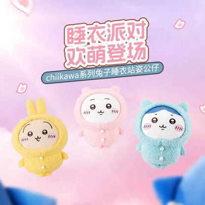 ChiiKawa X Miniso Pajama Party Series | ChiiKawa Hachiware Usagi Wearing Pajama Standing Cute Plush Doll - Kawaii Items Room Decoration Doll
