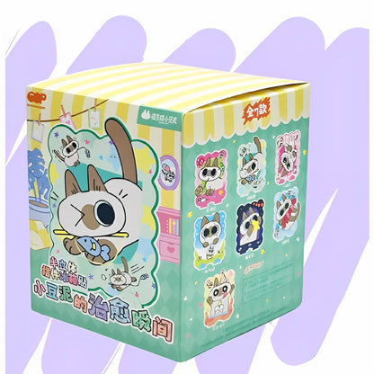 Azukisan's Daily life | Azukisan Cafe Series Cute Doll Refrigerator Magnet with Acrylic Plastic Stand Mystery Box - Kawaii Items Siamese Cat Xiaodouni Toy Collection Blind Box