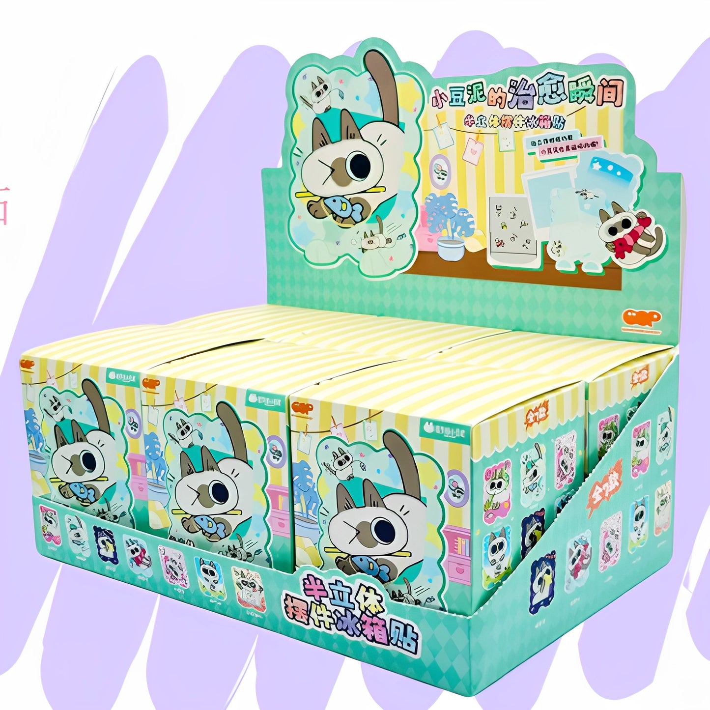 Azukisan's Daily life | Azukisan Cafe Series Cute Doll Refrigerator Magnet with Acrylic Plastic Stand Mystery Box - Kawaii Items Siamese Cat Xiaodouni Toy Collection Blind Box