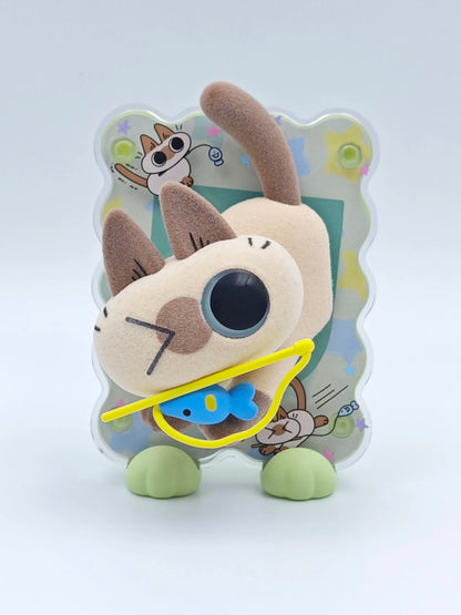 Azukisan's Daily life | Azukisan Cafe Series Cute Doll Refrigerator Magnet with Acrylic Plastic Stand Mystery Box - Kawaii Items Siamese Cat Xiaodouni Toy Collection Blind Box