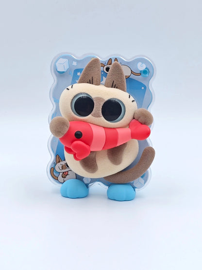 Azukisan's Daily life | Azukisan Cafe Series Cute Doll Refrigerator Magnet with Acrylic Plastic Stand Mystery Box - Kawaii Items Siamese Cat Xiaodouni Toy Collection Blind Box