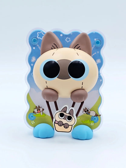 Azukisan's Daily life | Azukisan Cafe Series Cute Doll Refrigerator Magnet with Acrylic Plastic Stand Mystery Box - Kawaii Items Siamese Cat Xiaodouni Toy Collection Blind Box