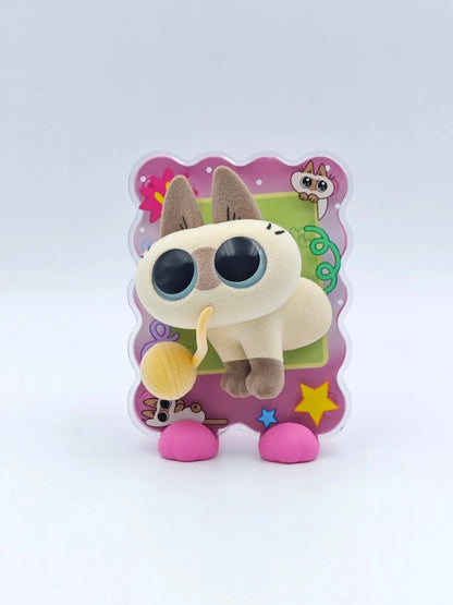 Azukisan's Daily life | Azukisan Cafe Series Cute Doll Refrigerator Magnet with Acrylic Plastic Stand Mystery Box - Kawaii Items Siamese Cat Xiaodouni Toy Collection Blind Box