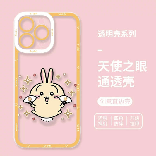 Japanese Cartoon Chiikawa | Usagi Happy Jump - iPhone Case PLUS SE2 XS XR X 11 12 13 14 15 16 17 Pro Promax 12mini 13mini