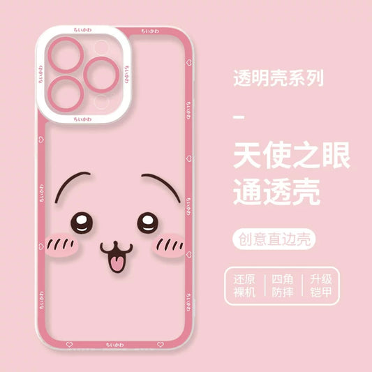 Japanese Cartoon Chiikawa | Usagi Pink Face - iPhone Case PLUS SE2 XS XR X 11 12 13 14 15 16 17 Pro Promax 12mini 13mini