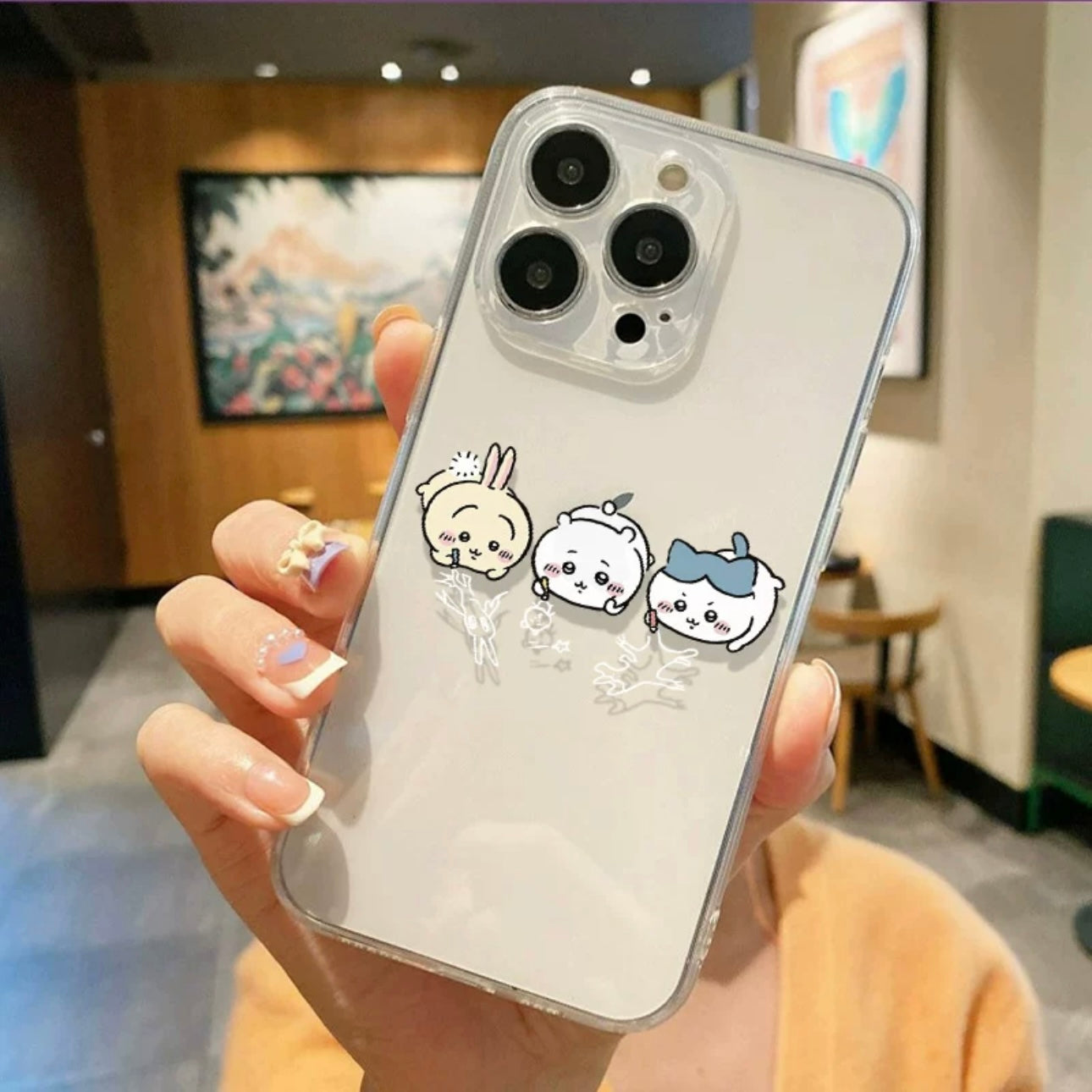 Japanese Cartoon Chiikawa | Drawing on Floor - iPhone Case PLUS SE2 XS XR X 11 12 13 14 15 17 Pro Promax 12mini 13mini KawaiiGiftLand