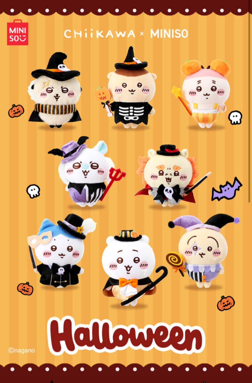 ChiiKawa X Miniso Halloween Amazing Circus Series | ChiiKawa Hachiware Usagi Momonga Kurimanju Rakko Shisa Crab Cute Plush Doll Keychain - Kawaii Items Room Decoration Doll