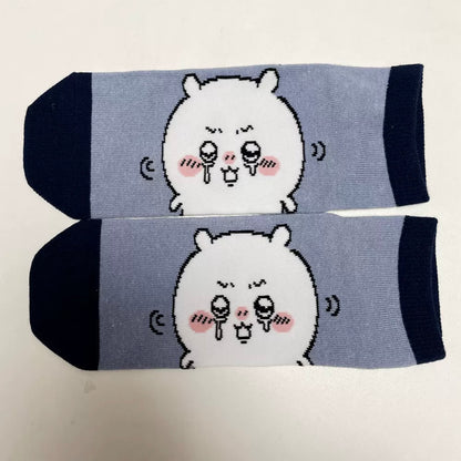 Japanese Cartoon Chiikawa Short Boot Socks | Cool Tone Casual Comic Style - Chiikawa Hachiware Hello Kitty