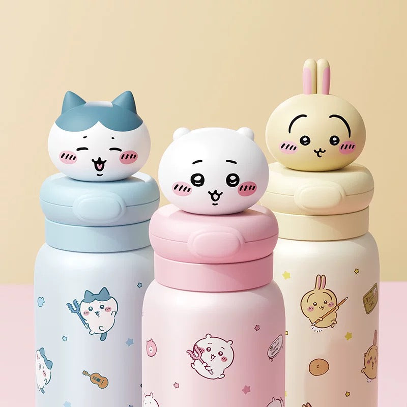 X&W X ChiiKawa | ChiiKawa Hachiware Usagi 550ml Thermal Flask with Straw - 316 Stainless Steel Water Bottle