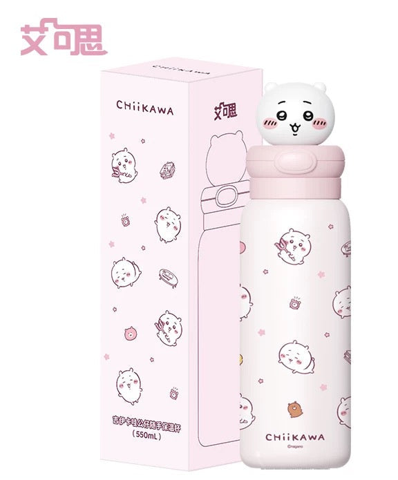 X&W X ChiiKawa | ChiiKawa Hachiware Usagi 550ml Thermal Flask with Straw - 316 Stainless Steel Water Bottle