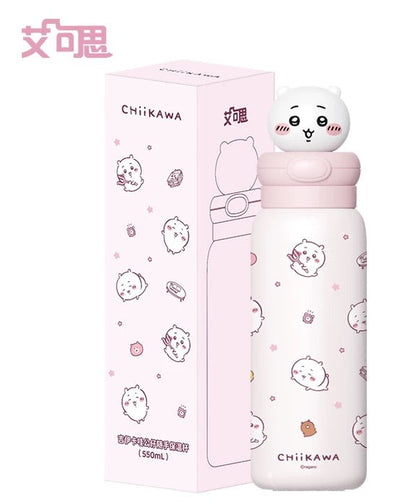 X&W X ChiiKawa | ChiiKawa Hachiware Usagi 550ml Thermal Flask with Straw - 316 Stainless Steel Water Bottle