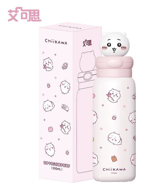 X&W X ChiiKawa | ChiiKawa Hachiware Usagi 550ml Thermal Flask with Straw - 316 Stainless Steel Water Bottle
