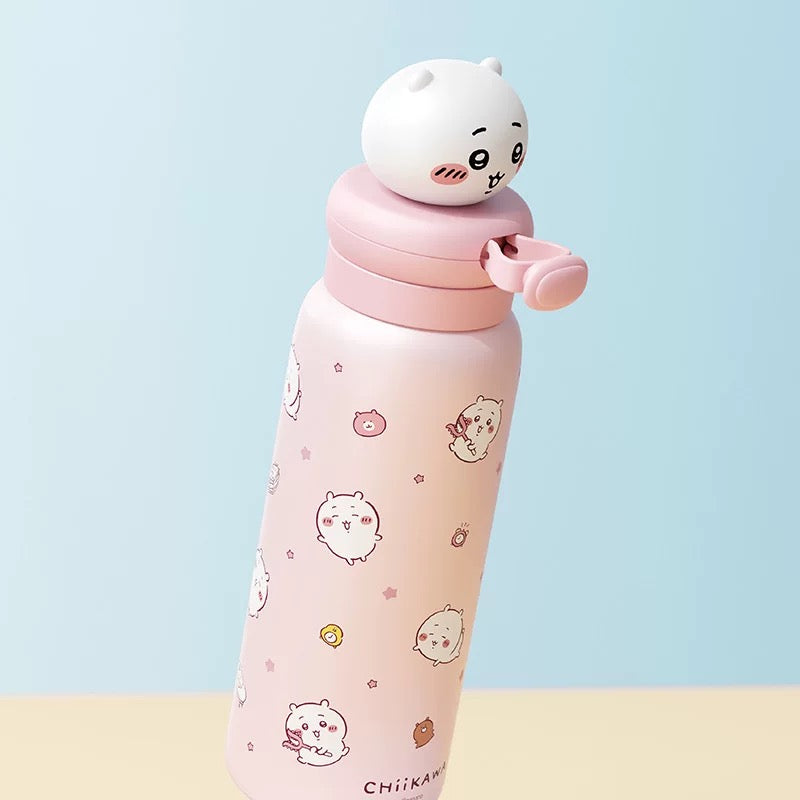X&W X ChiiKawa | ChiiKawa Hachiware Usagi 550ml Thermal Flask with Straw - 316 Stainless Steel Water Bottle