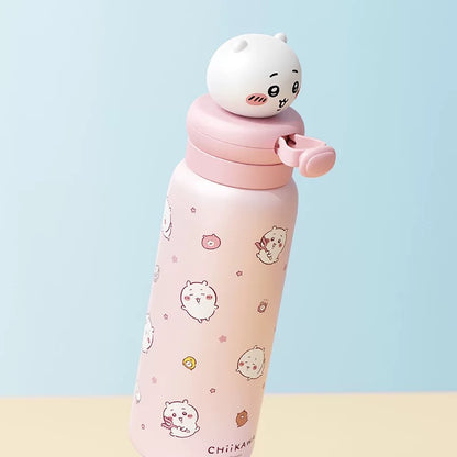 X&W X ChiiKawa | ChiiKawa Hachiware Usagi 550ml Thermal Flask with Straw - 316 Stainless Steel Water Bottle