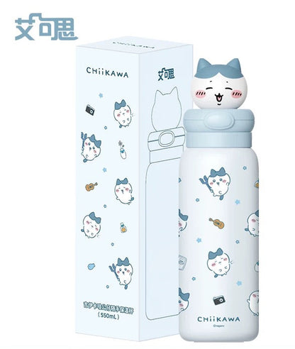 X&W X ChiiKawa | ChiiKawa Hachiware Usagi 550ml Thermal Flask with Straw - 316 Stainless Steel Water Bottle