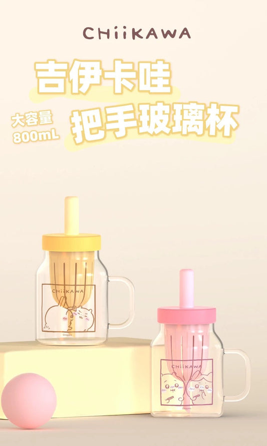 X&W X ChiiKawa | ChiiKawa Hachiware Usagi Cute Glass Cup with Handle - Cute Room Decoration Item
