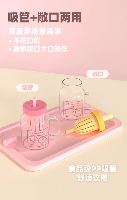 X&W X ChiiKawa | ChiiKawa Hachiware Usagi Cute Glass Cup with Handle - Cute Room Decoration Item