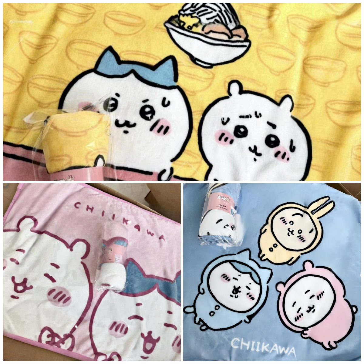 Japanese Cartoon ChiiKawa Hachiware Usagi Fun Theme | Knee Blanket Flange Flannel Double Face - Keep Warm Nap Kawaii Room Decoration