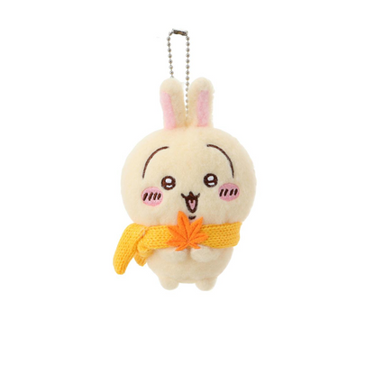 ChiiKawa X Miniso Fluffy Bear Series | ChiiKawa Hachiware Usagi Momonga Crab Wearing Scarf Holding Maple Leaf Cute Plush Doll Keychain - Kawaii Items Room Decoration Doll