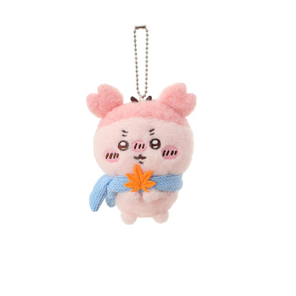 ChiiKawa X Miniso Fluffy Bear Series | ChiiKawa Hachiware Usagi Momonga Crab Wearing Scarf Holding Maple Leaf Cute Plush Doll Keychain - Kawaii Items Room Decoration Doll