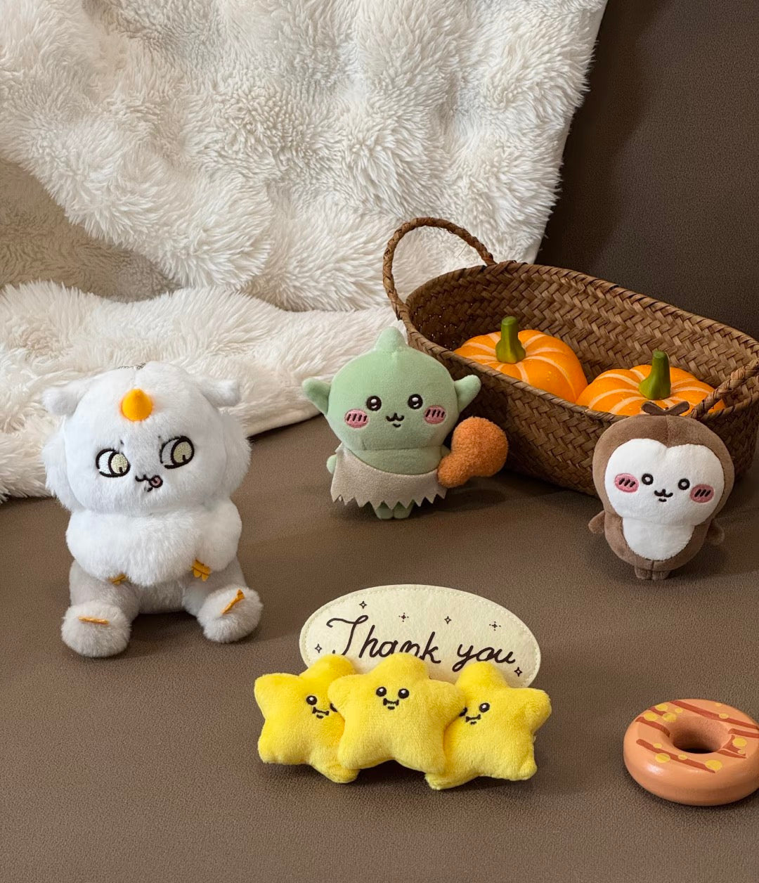 [Pre-order] ChiiKawa X Miniso Fluffy Bear Series | Anoko Beetle Goblin Wishing Stars Plush Doll Keychain - Kawaii Items Room Decoration Doll