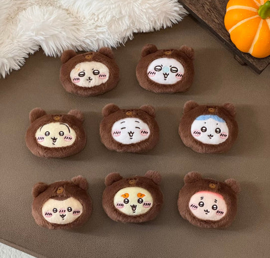 [Pre-order] ChiiKawa X Miniso Fluffy Bear Series | ChiiKawa Hachiware Usagi Momonga Kurimanju Rakko Shisa Crab in Fluffy Bear Plush Icon Badge - Kawaii Items Room Decoration