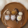 ChiiKawa X Miniso Fluffy Bear Series | ChiiKawa Hachiware Usagi Wearing Fluffy Bear Cloak Plastic Doll with Wool Ball Keychain - Kawaii Items Room Decoration