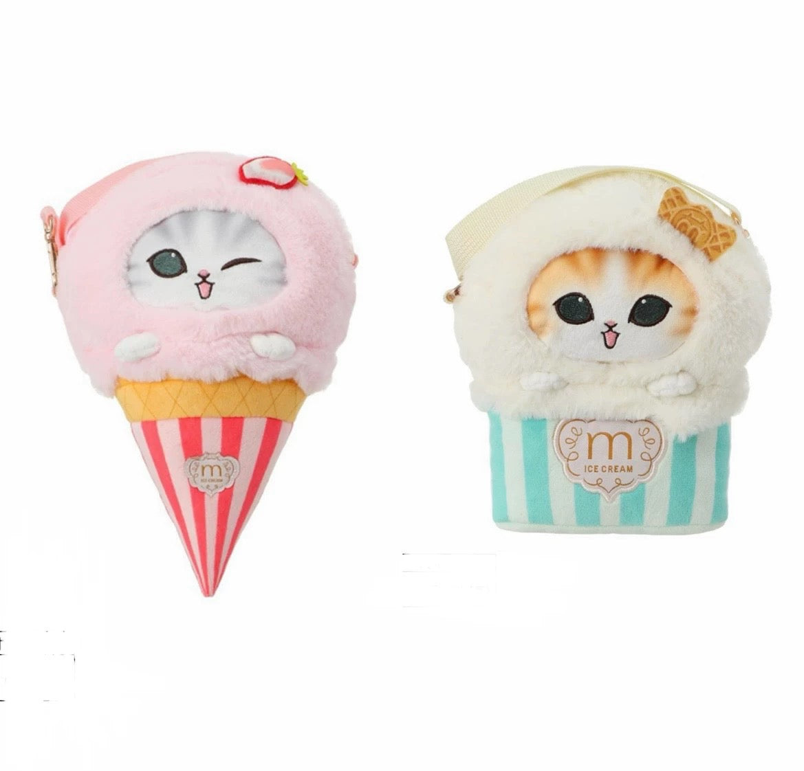 Miniso X Mofusand Ice Cream Series | Mofusand Cat in Ice Cream Cone and Cup Costume Cute Plush Doll Crossbody Bag - Kawaii items Room Decoration