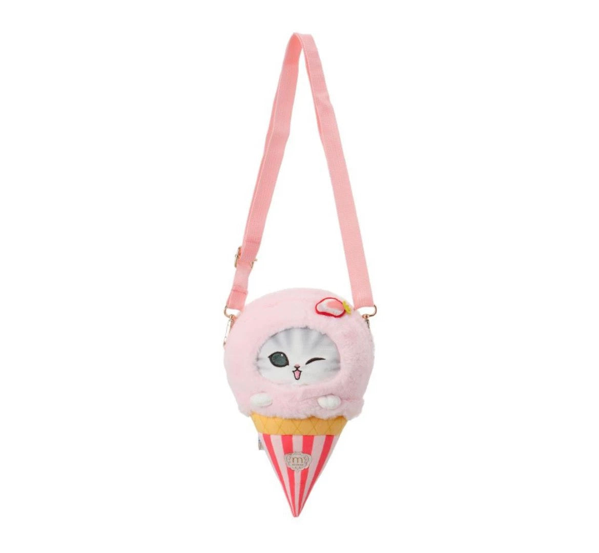 Miniso X Mofusand Ice Cream Series | Mofusand Cat in Ice Cream Cone and Cup Costume Cute Plush Doll Crossbody Bag - Kawaii items Room Decoration